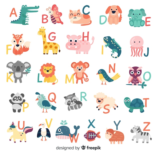 Pack of letters with cute animals Vector | Free Download