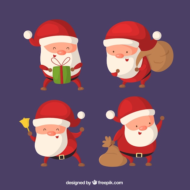 Free Vector | Pack of lovely santa claus characters