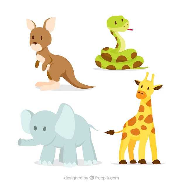 Download Free Vector | Pack of lovely wild animals