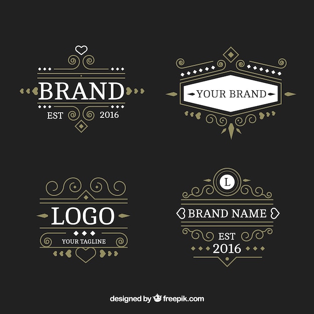 Free Vector | Pack Of Luxurious Logos In Victorian Style