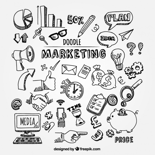 Download Pack of marketing doodles for infographics Vector ...