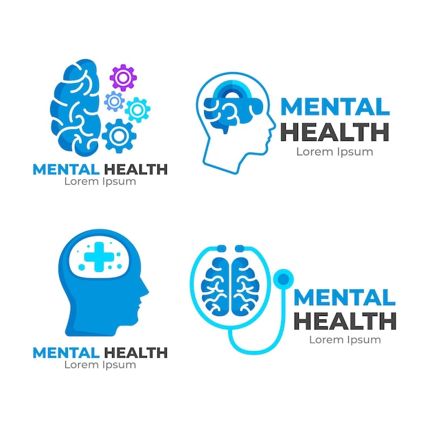 Free Vector | Pack Of Mental Health Logo Templates