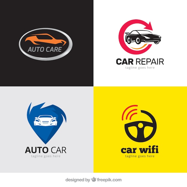 Download Free Vector | Pack of modern logos with cars