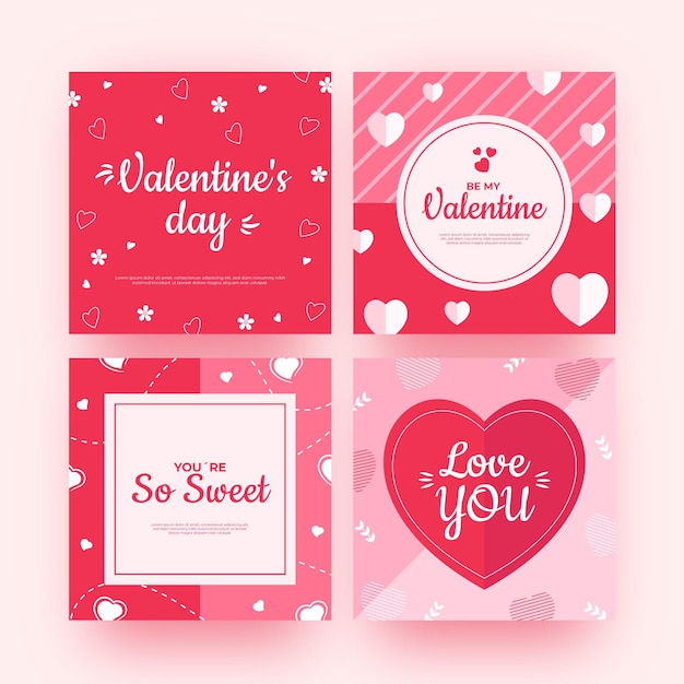 Premium Vector | Pack of modern valentine's day posts template