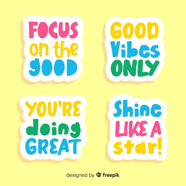 Free Vector | Pack of motivational lettering stickers