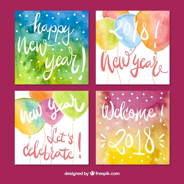 Pack of new year party cards | Free Vector