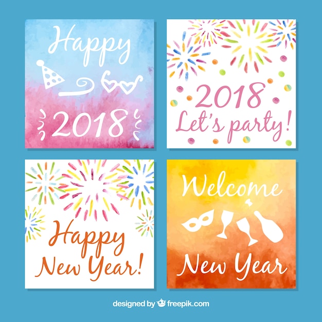 Free Vector | Pack of new year party cards
