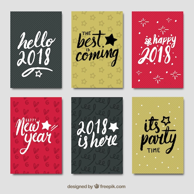 Free Vector | Pack of new year party cards