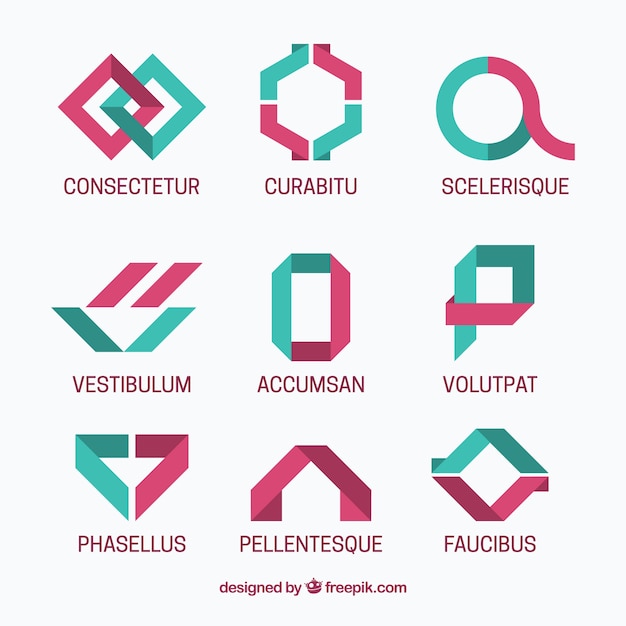 Download Free Vector | Pack of nine logos in minimalist style