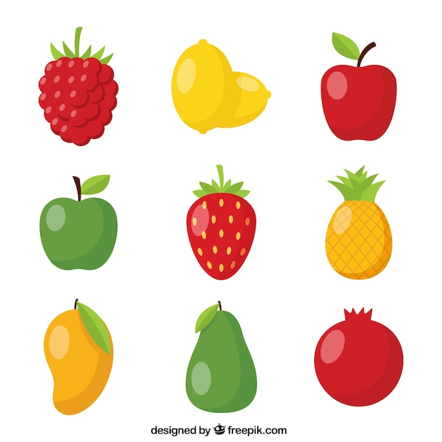Free Vector | Pack of nine shiny fruits