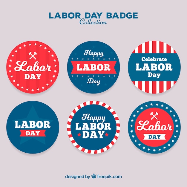 Pack of american round labor day badges