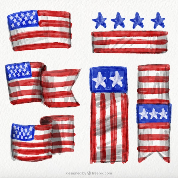 Pack of american watercolor banners