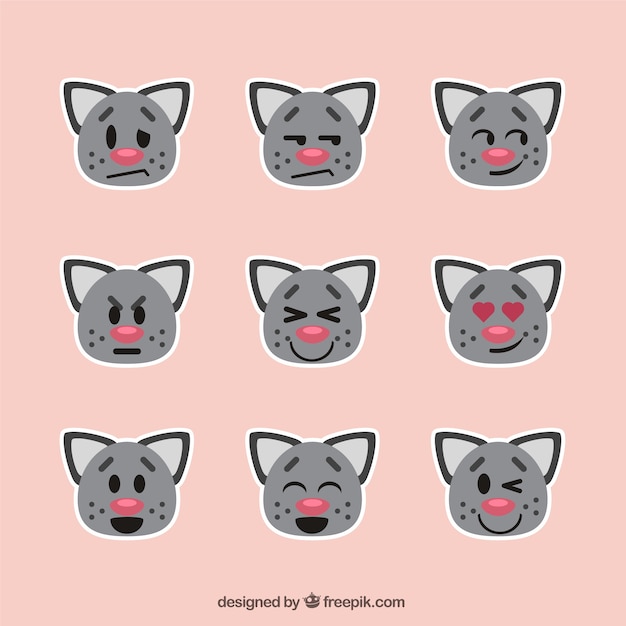 Pack of amusing cat emoticons