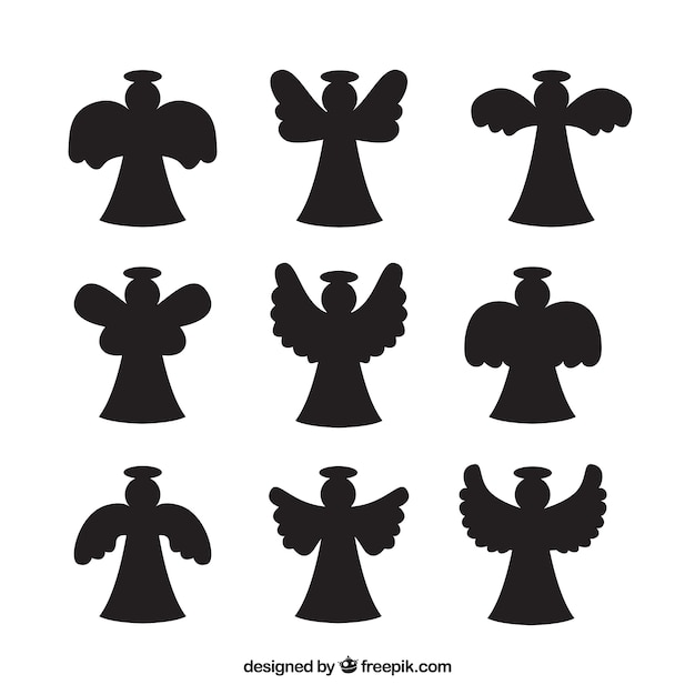 Download Pack of angel silhouettes Vector | Free Download