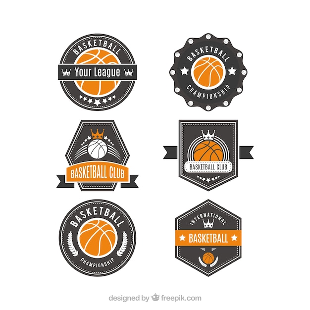 Pack of basketball logos with orange\
details