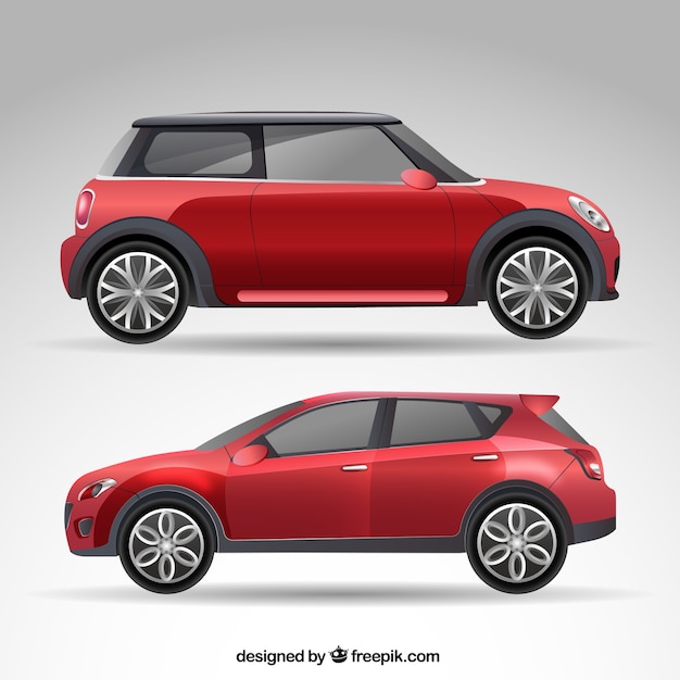 Pack of beautiful red cars Vector | Free Download