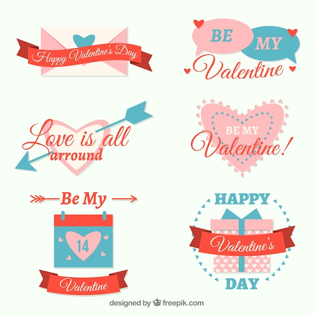 Pack of beautiful valentine stickers with\
messages