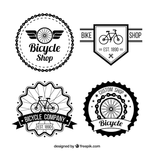 Pack of bicycles badges in retro style