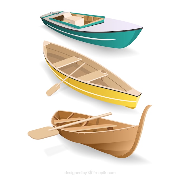 Pack of boats in realistic style
