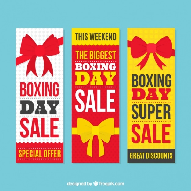 Pack of boxing day banners with decorative\
bows
