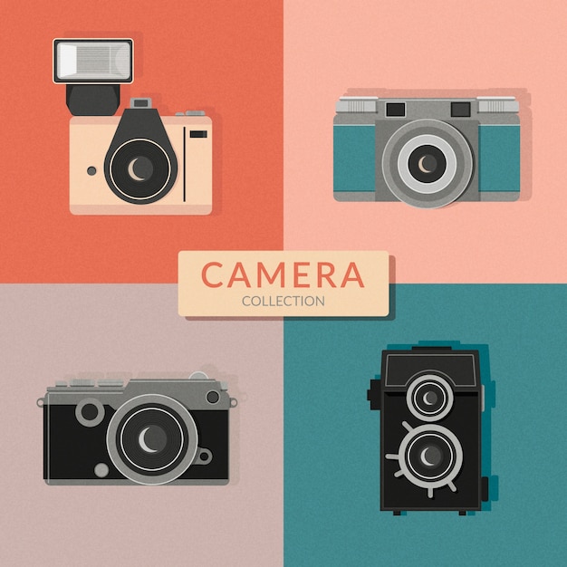 Pack of cameras in vintage style