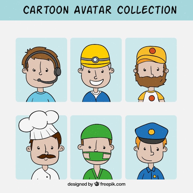 Pack of cartoon male avatars