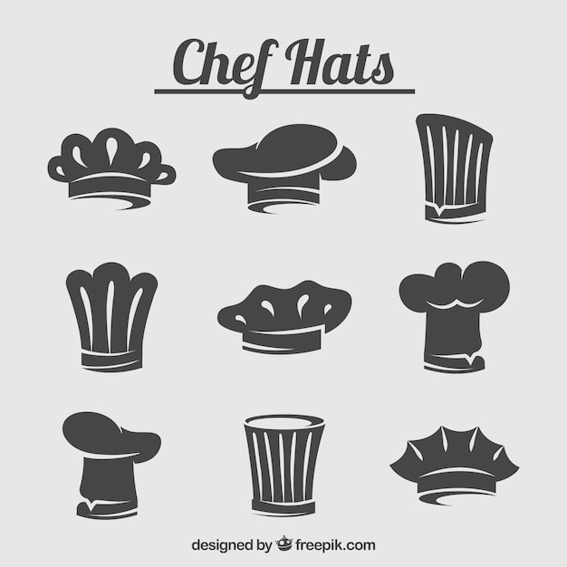 Download Pack of chef hat silhouettes Vector | Free Download