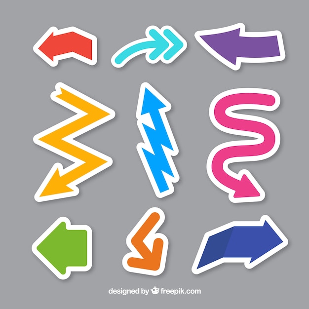 Pack Of Colorful Arrow Stickers Vector Free Download 6049