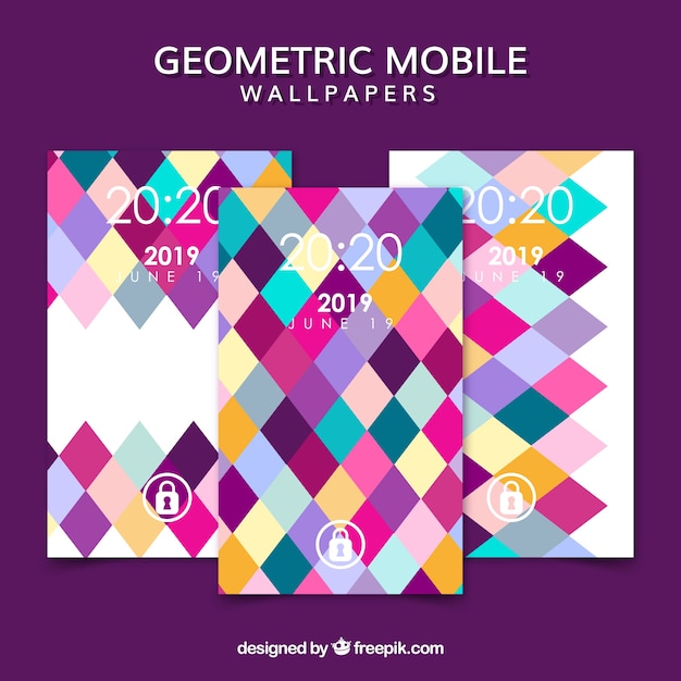 Pack of colorful rhombuses mobile wallpapers