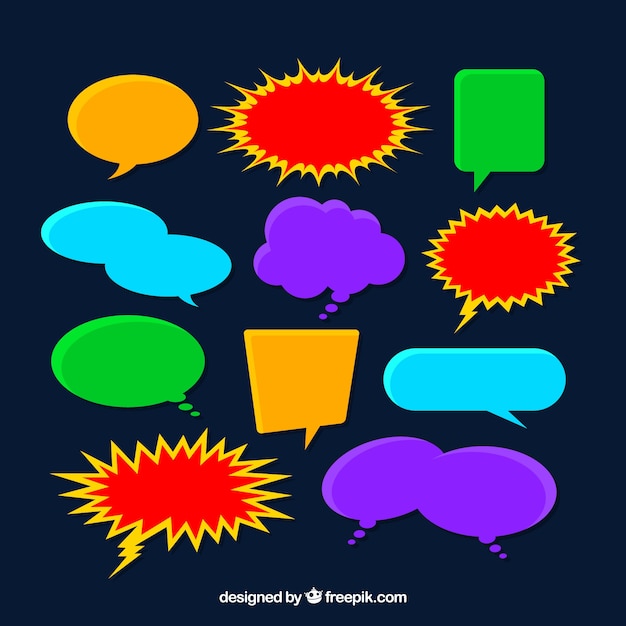 Pack of colorful speech bubbles