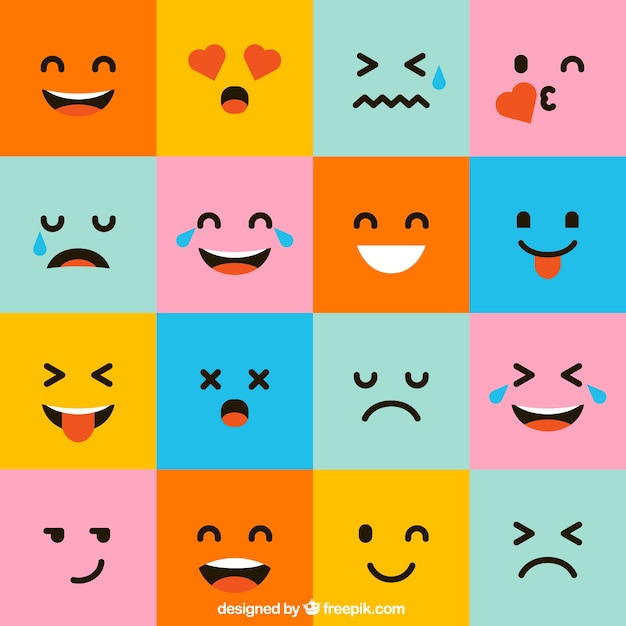 Pack Of Colorful Square Emoticons Vector Free Download