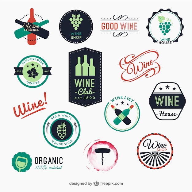 Pack of colorful wine badges