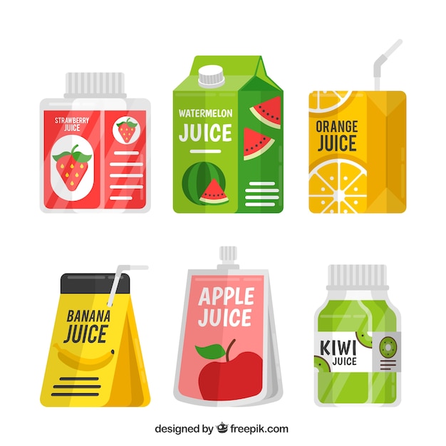 Pack of containers with fruit juice