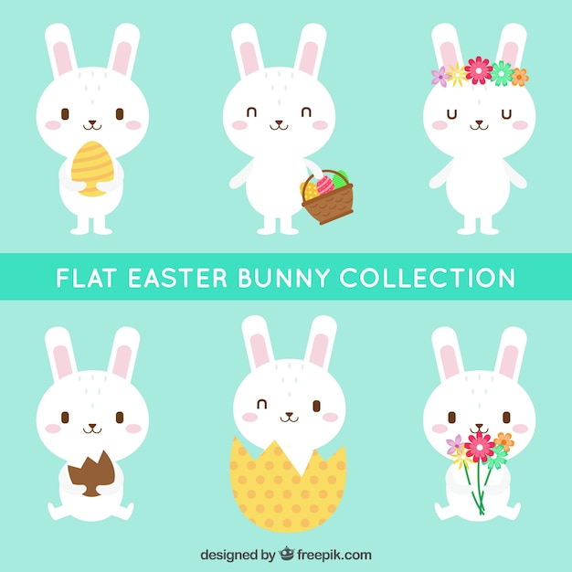 Download Pack of cute easter bunnies Vector | Free Download