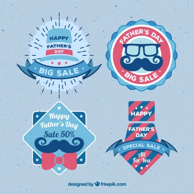 Pack of cute father's day offer badges in
vintage design