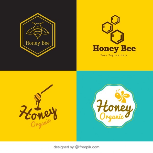 Pack of cute honey logotypes Vector | Free Download
