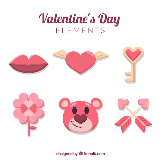 Pack of cute valentine elements