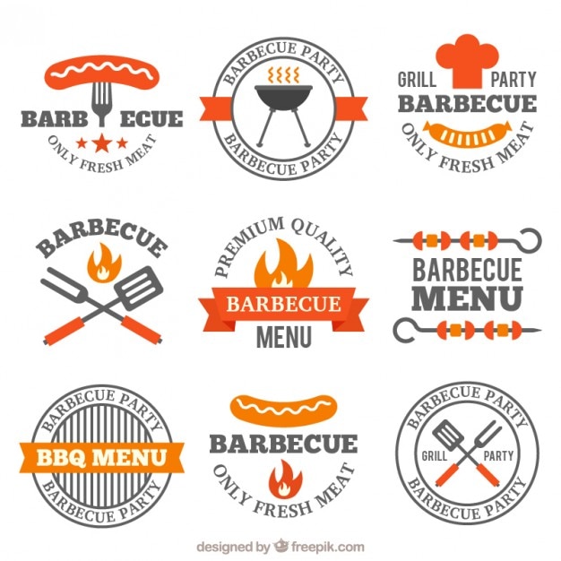 Pack of decorative flat barbecue badges