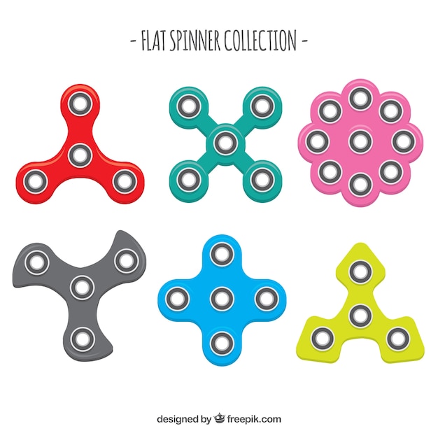 Pack of different colored spinners