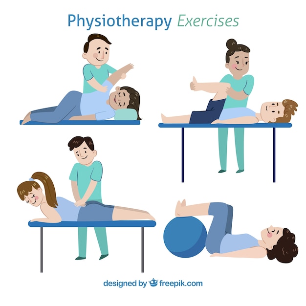 Pack Of Different Kind Of Physiotherapy Exercises Vector | Free Download