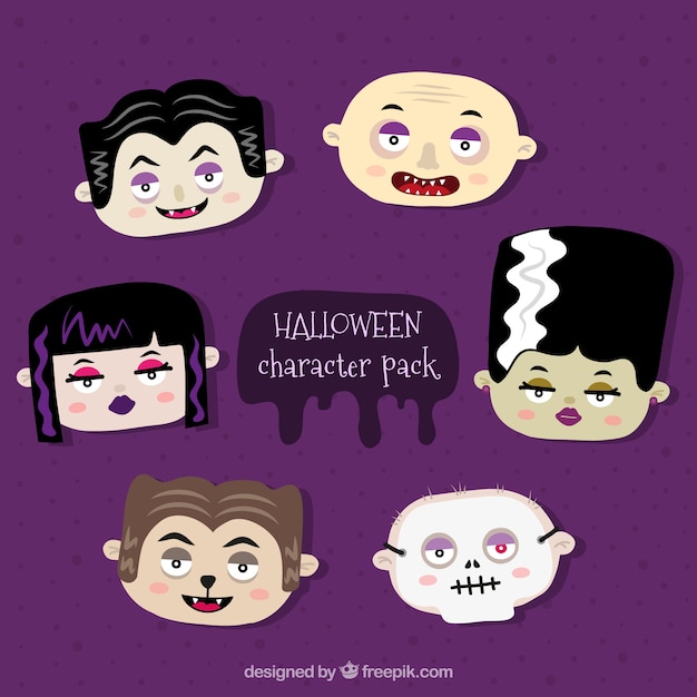 pack-of-famous-halloween-characters-vector-free-download