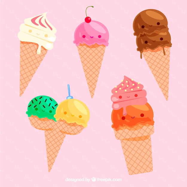 Pack of five ice cream cone characters