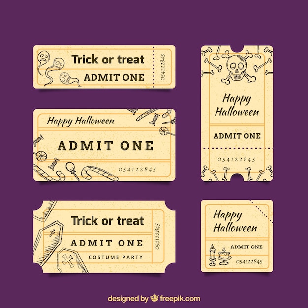 Pack of five tickets retro halloween party