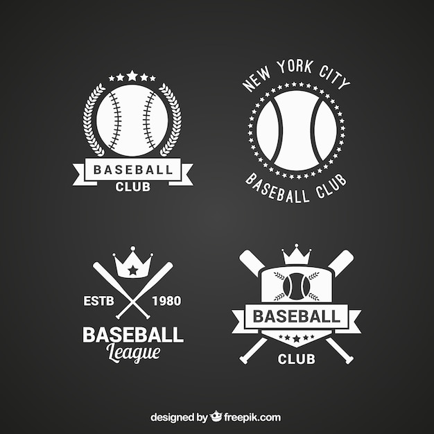 Pack of flat baseball badges in vintage\
style