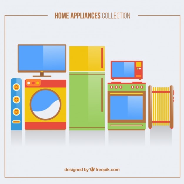 Pack of flat colorful home appliances Vector | Free Download