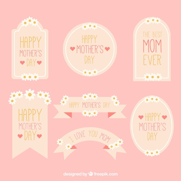 Pack of flat stickers with white flowers for
mother's day