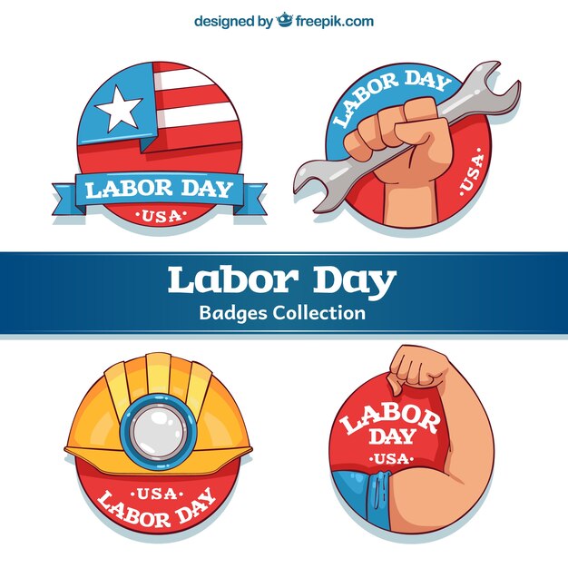 Pack of four american labor day stickers
