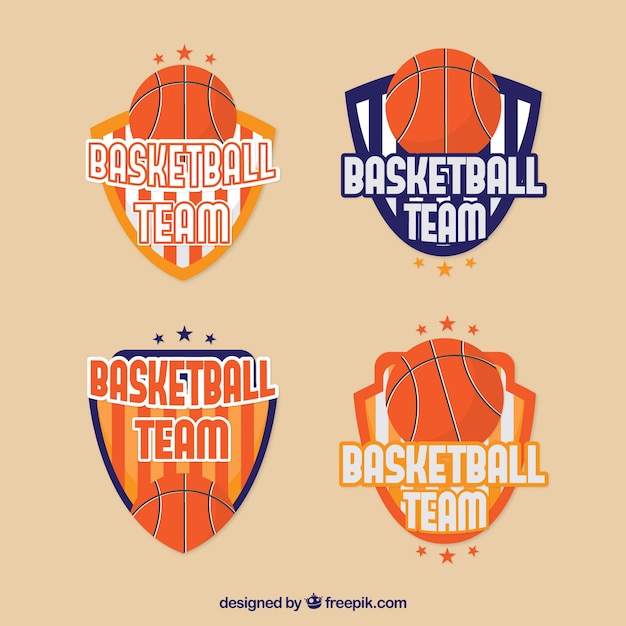 Pack of four basketball team shields