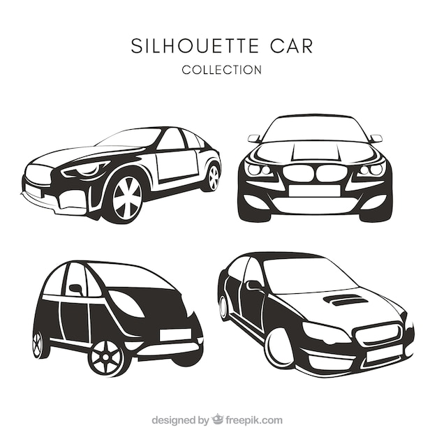 Pack of four car silhouettes