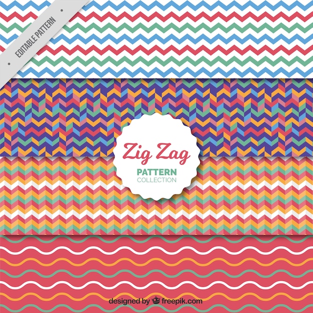 Pack of four colored zigzag patterns
